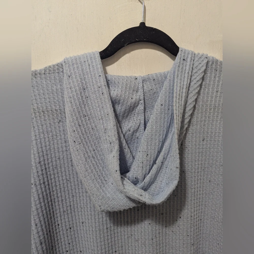 The Sweatshirt Project 2XL Thermal Light Blue Hooded Sweater with Button Detail - Picture 5 of 6